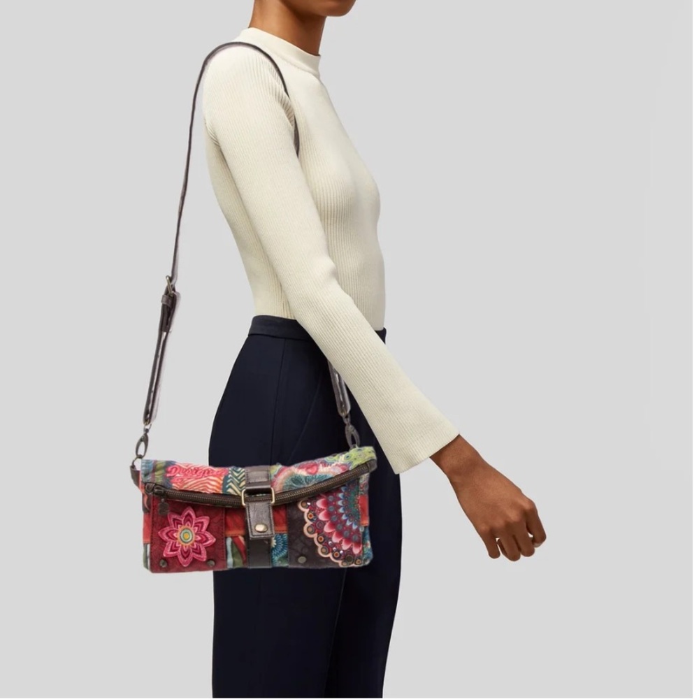 DESIGUAL Fabric Foldover Crossbody Bag